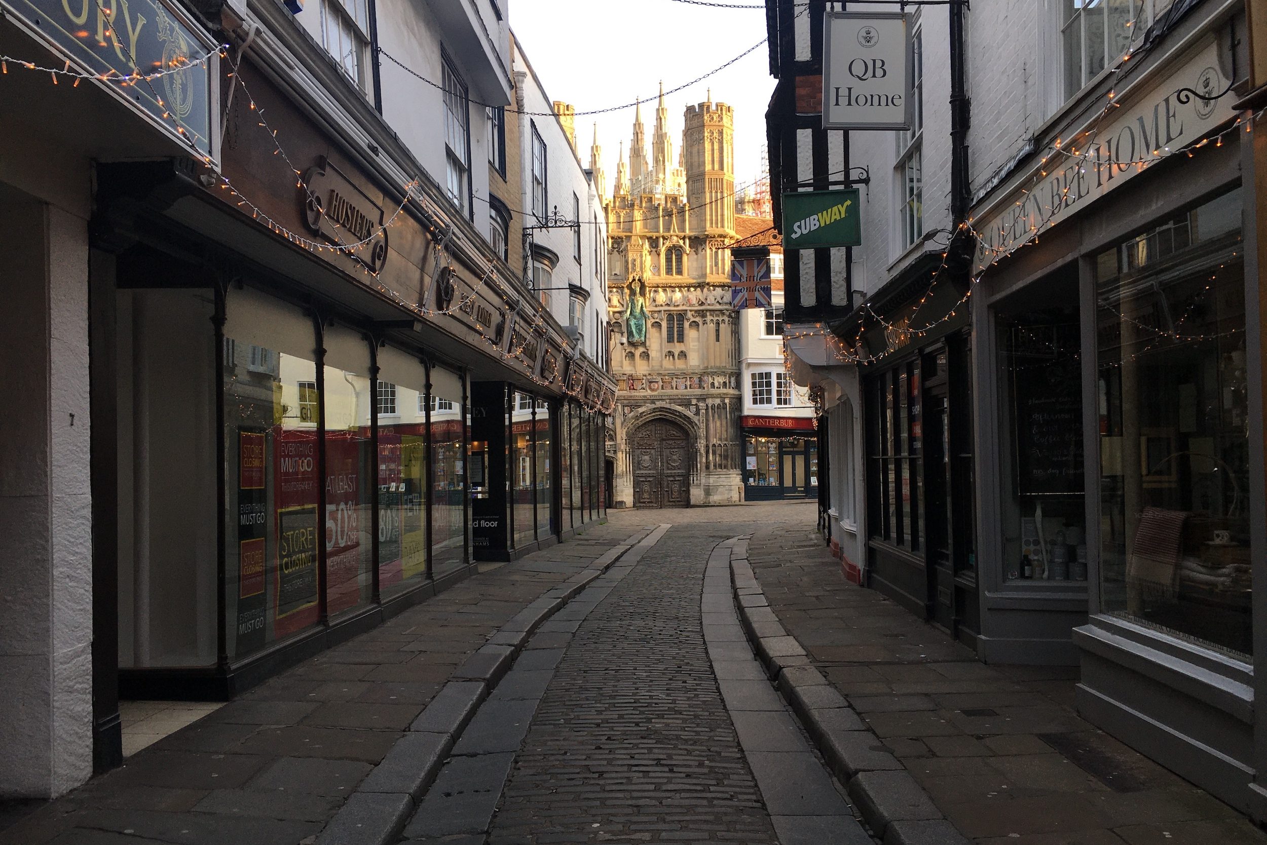 A glimpse of Canterbury Cathedral, near Pete's Field Campsite